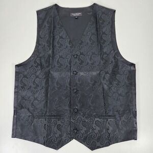 PAUL MALONE Vest Medium Red Paisley‎ FORMAL Wedding Tuxedo Adjustable Waist